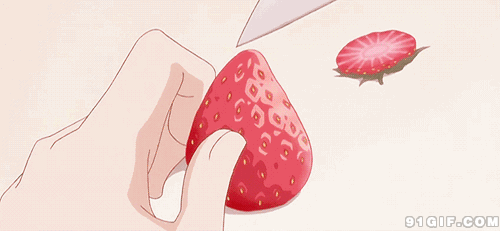 刀切草莓片唯美卡通图片