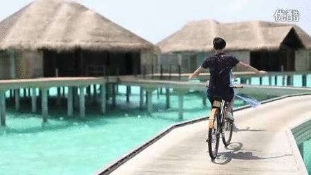海边骑单车动态图片