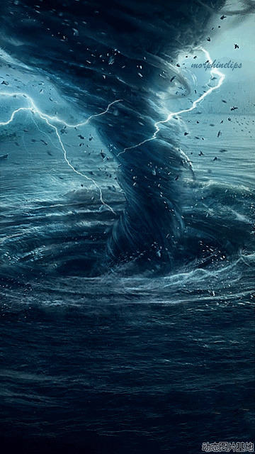 海上龙卷风动态图片:龙卷风,,唯美,基地合成风,梦幻,风景,    