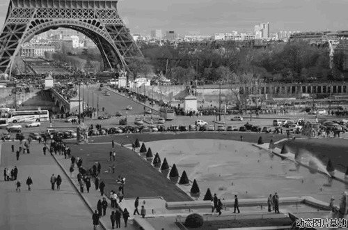 巴黎铁塔动态图片:巴黎铁塔,影视,黑白,梦幻,电影特效,风景,