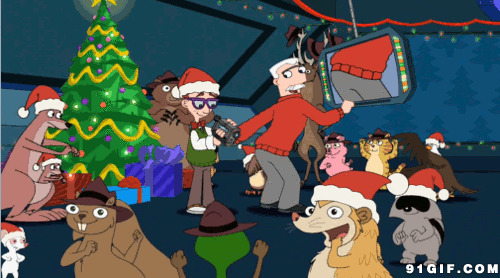 卡通动物过圣诞动态图片:圣诞节,卡通