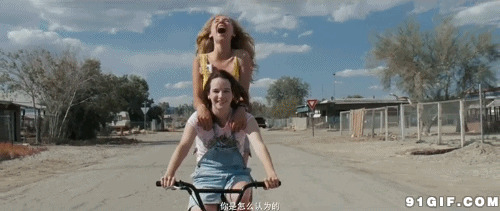 女孩子自行车上的快乐图片:快乐,自行车
