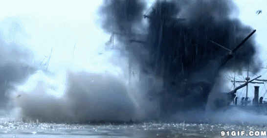 海上舰艇交火爆炸图片:舰艇,爆炸,开炮