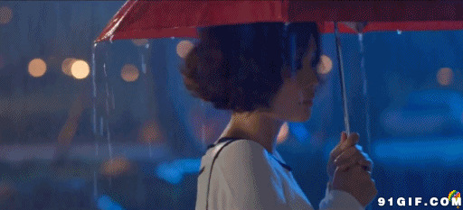 打伞的女人动态图片:打伞,下雨,雨中