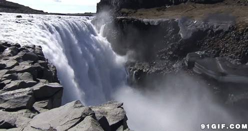 峡谷大瀑布动态素材图片:瀑布