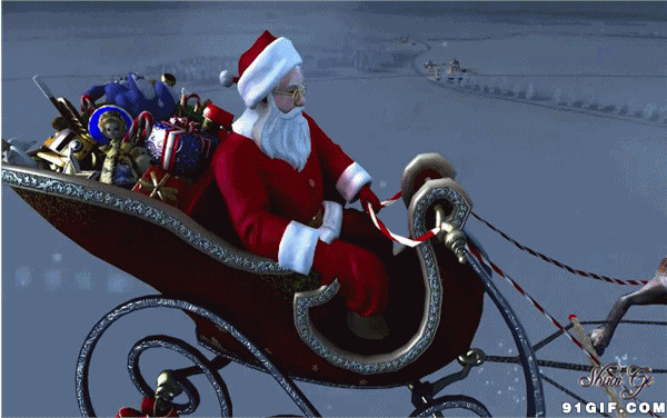圣诞老人坐车动态图片:圣诞老人,圣诞,圣诞节