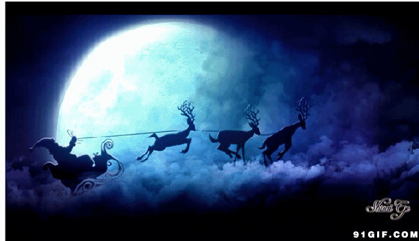 麋鹿拉雪橇梦幻图片