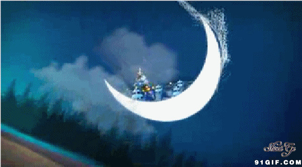 月亮上的圣诞节动态图片