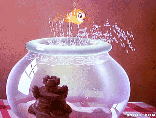 卡通小鱼儿跃出鱼缸图片