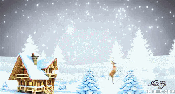 圣诞节麋鹿跳舞图片:圣诞节,雪花,小鹿