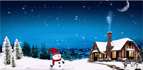 圣诞夜雪人跳舞图片