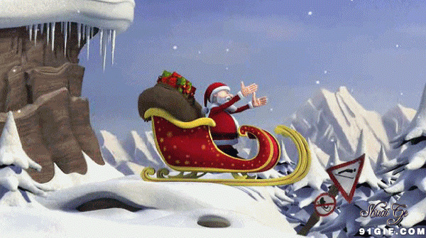 圣诞老人推雪橇图片