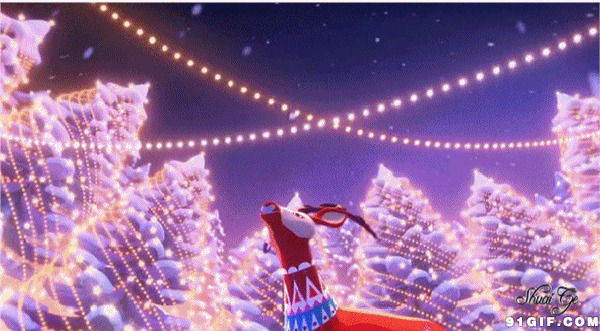 圣诞夜卡通麋鹿动态图片:圣诞夜,圣诞节,圣诞鹿