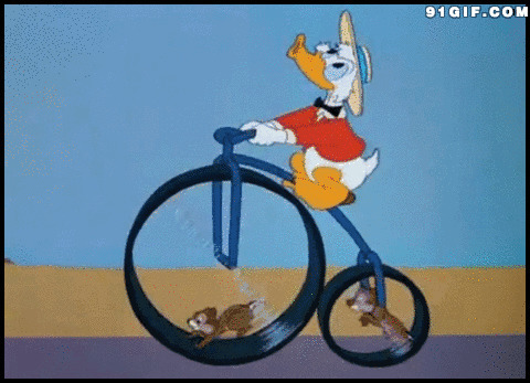 唐老鸭骑自行车搞笑图片