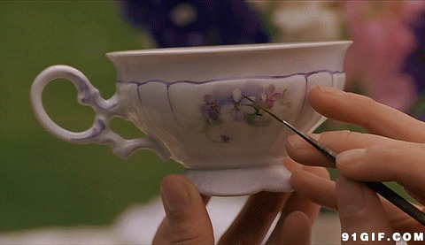 手工绘画陶瓷茶杯图片:杯子,图案,绘画