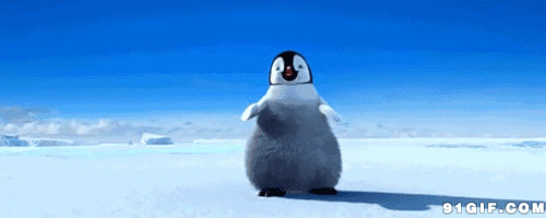 卡通可爱小企鹅冰上跳舞图片