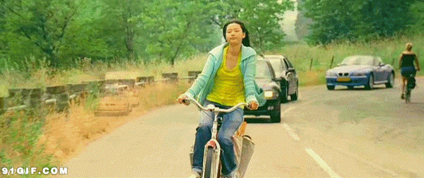 少女骑单车送邮件图片:单车,自行车