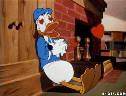 唐老鸭的爱心图片:唐老鸭,爱心,心跳,卡通