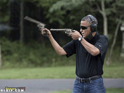 奥黑子双枪左右射击图片:奥巴马,射击,开枪