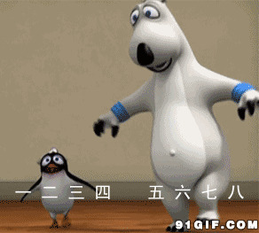 卡通小企鹅爱上了跳舞图片