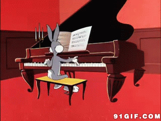 卡通兔八哥弹钢琴图片