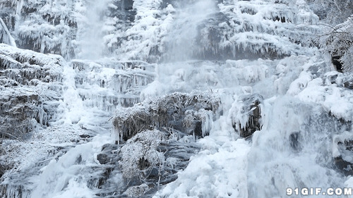 冬季雪山冰川瀑布图片:冬季,瀑布,雪景