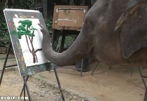 大象画画搞笑图片:大象