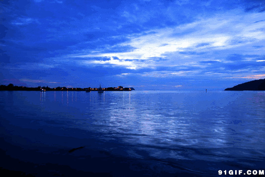 蓝天碧海优美风景图片:蓝天,风景,夜景,湖面