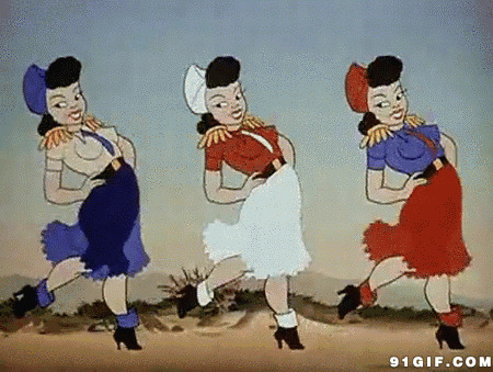 跳舞的卡通女人动态图片