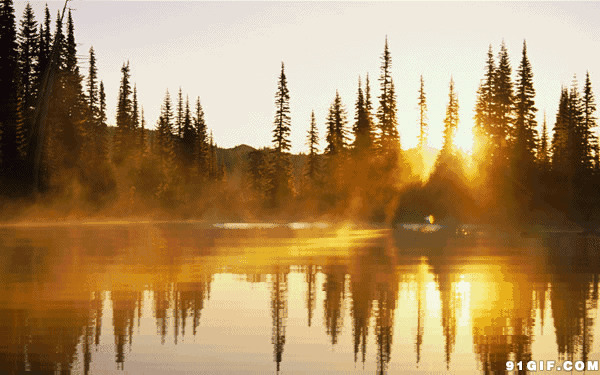日出山湖景色唯美图片:太阳,湖水,波浪