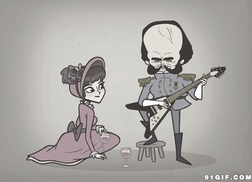 弹吉他的大胡子将军动漫图片:胡子,弹吉他,吉它