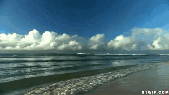 大海蓝天与白云动态图片