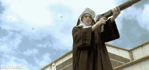 修女持枪疯狂扫射图片:修女,射击,开枪