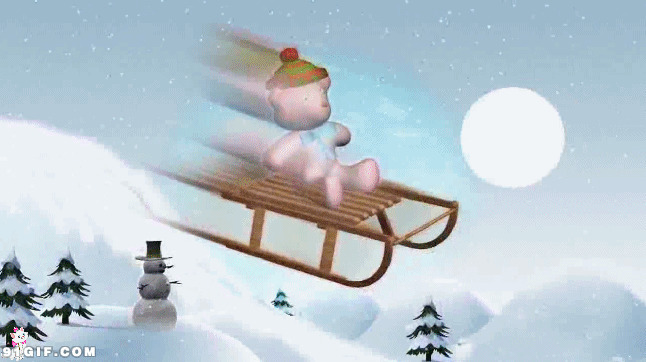飞天雪人坐雪橇图片