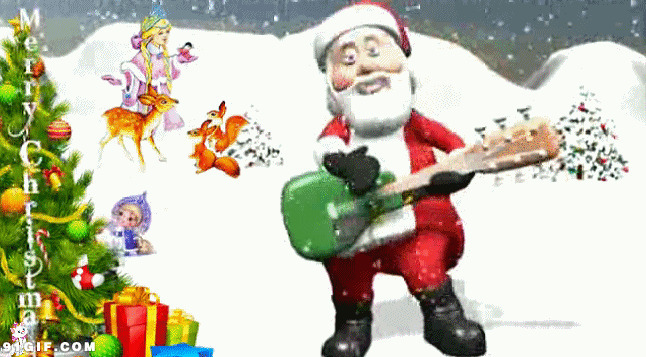 圣诞老人弹吉他图片:圣诞节