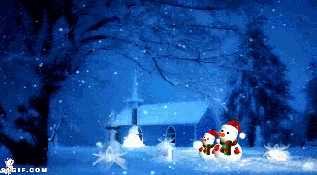圣诞夜红帽小雪人图片