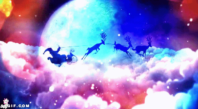 圣诞老人乘坐飞天雪橇图片:圣诞节