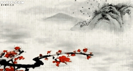 梅花山岭写意唯美图片:梅花,唯美,中国风