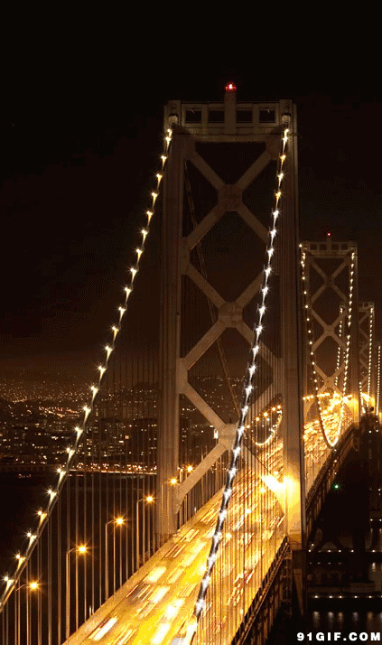 跨海大桥夜晚车流图片:汽车,大桥,唯美,夜景