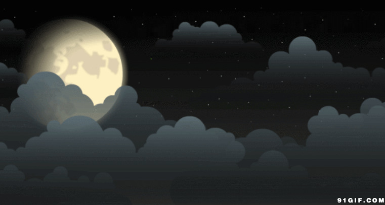乌云遮住圆月动画图片