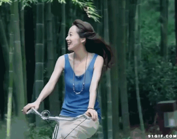 骑单车的女神图片:骑单车,自行车,竹林