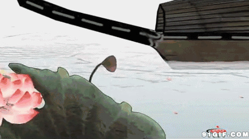 荷塘一叶小舟唯美动画图片:荷塘,唯美