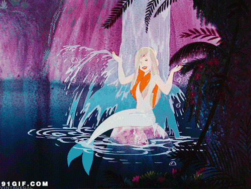 美人鱼湖边洗澡动画图片:美人鱼,卡通