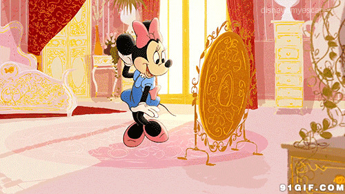 卡通米老鼠照镜子动态图片