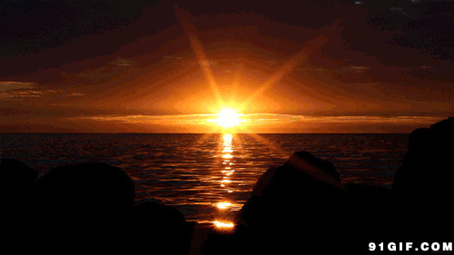 海边朝阳升起动态图片:朝阳,太阳,唯美