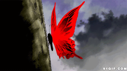 挥动红色翅膀的蝴蝶卡通图片:翅膀,蝴蝶