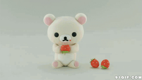 玩偶小熊吃草莓卡通图片:玩偶,草莓,小熊