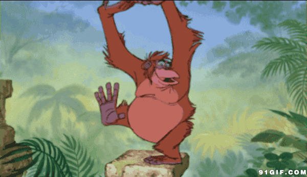 长臂猴以手代跳绳卡通图片:猴子,跳绳