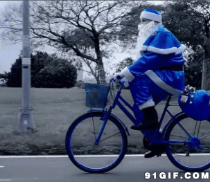 圣诞老人骑自行车图片