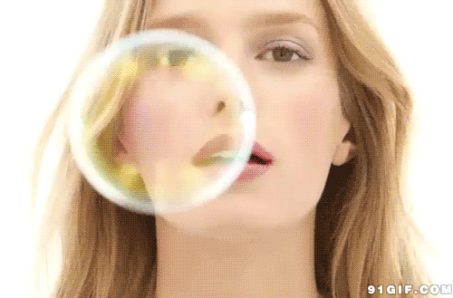 动态吹泡泡图片:美女,吹泡泡